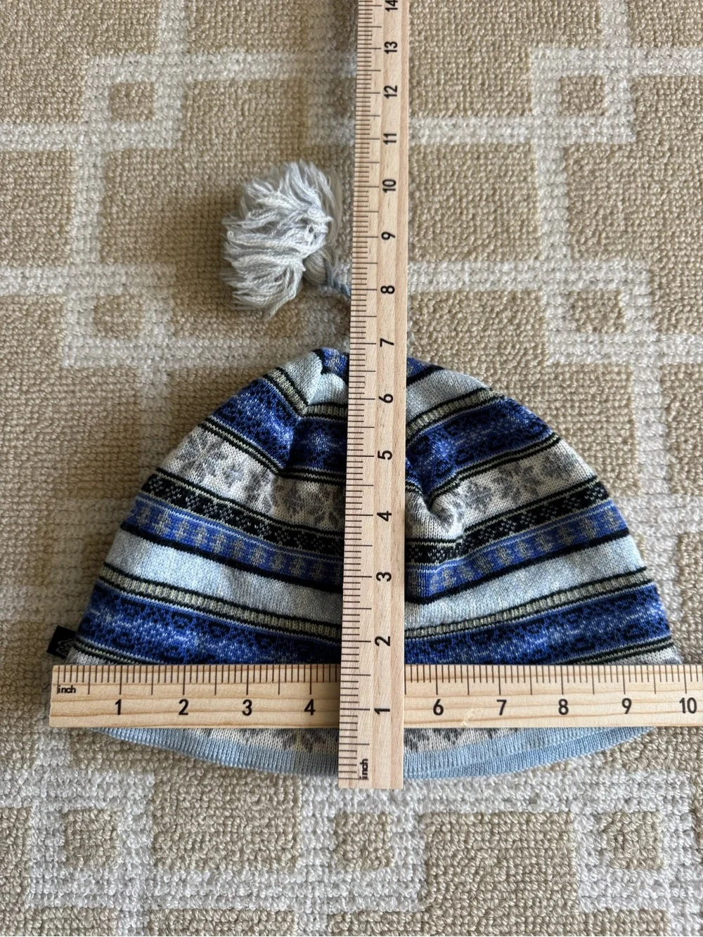 Turtle Fur Merino Wool Hat Fair Isle Pom Pom Beanie Made In Italy One Size